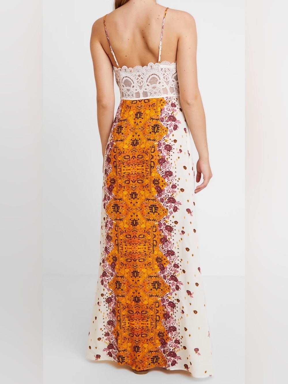 Free People Morning Song Crepe Maxi Dress Ivory Multi Size XS NWOT - Picture 9 of 9